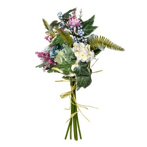 Vickerman 16" Artificial Rose/Hydrangea Purple Bouquet. - 1 of 4