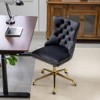 Task Chairs With Wheels Velvet Upholstered Comfy High Back Study Chair Armless Home Office Chair With Golden Metal Base-The Pop Home - 3 of 4