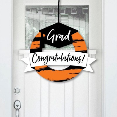 Big Dot of Happiness Orange Grad - Best is Yet to Come - Outdoor Orange Graduation Party Decor - Front Door Wreath