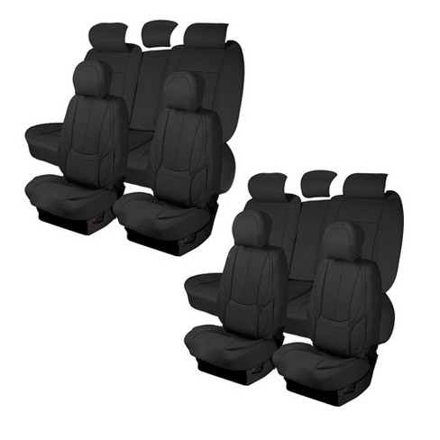 PolyPro Car Seat Covers Full Set In Solid Black, Front And Rear Split Bench Seat Covers Cars Easy Install Car Seats Cover Set Accessories Auto Trucks Van Suv