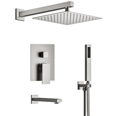 YAWWALK 10 in Rain Shower Head Tub and Shower Faucet (Valve Included)