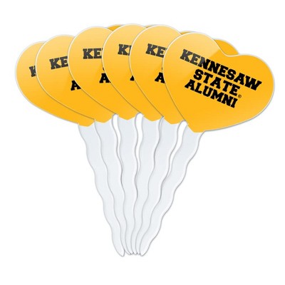 Kennesaw State Owls Alumn Heart Love Cupcake Picks Toppers Decoration Set of 6
