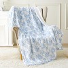 Lomsoe Blue Floral Print Throw Blanket Flannel Blankets, Super Soft Cozy Throw Blankets for Home Sofa Couch, Birthday Gifts for Kids Adults - 2 of 3