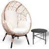 Coolbibila 1 Piece Outdoor PE Rattan Wicker Garden Egg Chair with Side Table and Cushions,Indoor Patio Oversized Backrest Chaise Lounge - 2 of 4