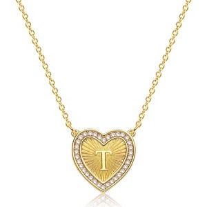 18K Gold Plated Heart Letter Necklace – Dainty Love Pendant for Women - 1 of 4
