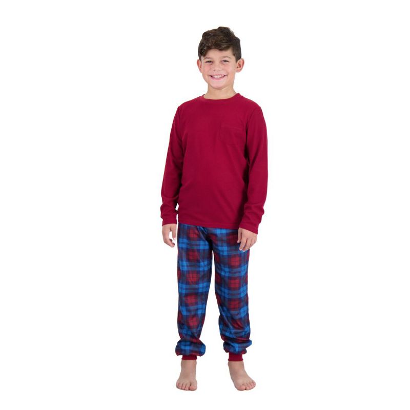 Sleep On It Boys 2-Piece Brushed Jersey Plaid Pajama Sets, 3 of 8