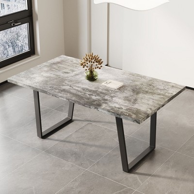 NicBex Modern Wood Dining Table for 6-Person, Center Table with Metal Legs, Rectangular Dining Table, Kitchen Table for Kitchen, Dining Room