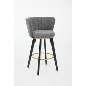 Lyngins Swivel Bar Stools Set of 2 with Curved Backrest,Kitchen Chairs with Metal Legs,Taper Velvet Counter Stools for Kitchen Island,Pub - 1 of 4