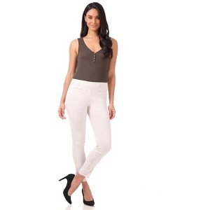 Rekucci Women's Pull-On Slim Ankle Pants with Faux Snaps – Stretch Comfort Waistband & Chic Office Style - 1 of 4
