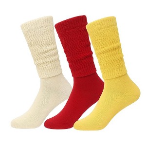 Women’s Vintage Inspired Slouch Socks Soft Cotton Blend Knee-High, 3 Pairs - 1 of 4