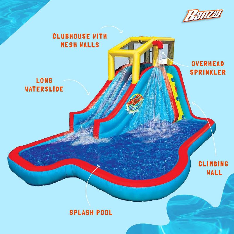 Banzai Inflatable Water Park w/ Climbing Wall, Ball Game & Splash Pool, 3 of 7