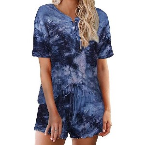 Ekouaer Tie Dye Pajamas Set Womens Loungewear Sleepwear 2 Piece PJ Sets - 1 of 4