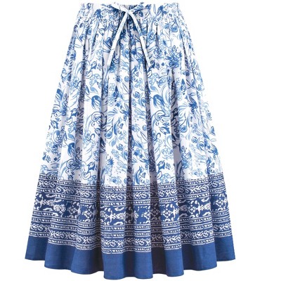 Collections Etc Cotton Border Print Skirt