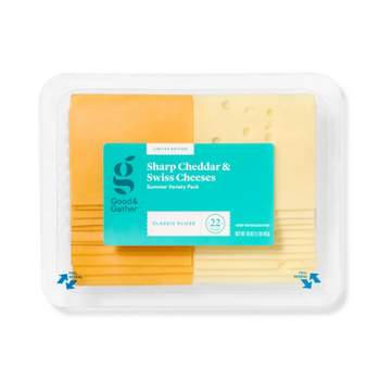 Sharp Cheddar and Swiss Cheese Slices Variety Pack - 16oz - Good & Gather™