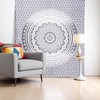 HomeRoots 92" X 84" Gray And White Mandala Cotton Hanging Tapestry - 2 of 4