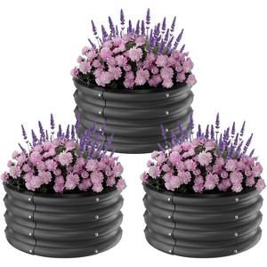 3-Pack Galvanized Metal Raised Garden Beds, Round Planter Boxes for Vegetables, Herbs, Flowers & Outdoor Gardening - 1 of 4