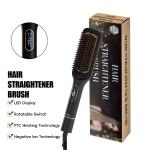 NICEBAY Hair Straightening Brush, LED Display Hair Straightener Brush, Auto-Off Straightener Comb for Women, 6 Temp sets - 1 of 4