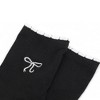 Alilang Women's 3-Pack Soft Knit Ankle Socks with Scalloped Trim and Embroidered Bow Detail - 4 of 4