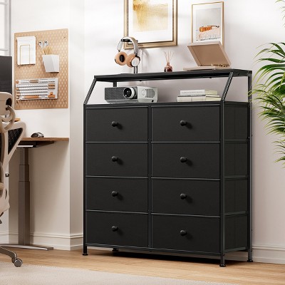 WOWLIVE 8 Drawer Dresser with 2-Tier Open Shelf, Double Chest of Drawer