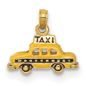 Black Bow Jewelry 14k Yellow Gold 3D Yellow Enameled Taxi Pendant - 1 of 4