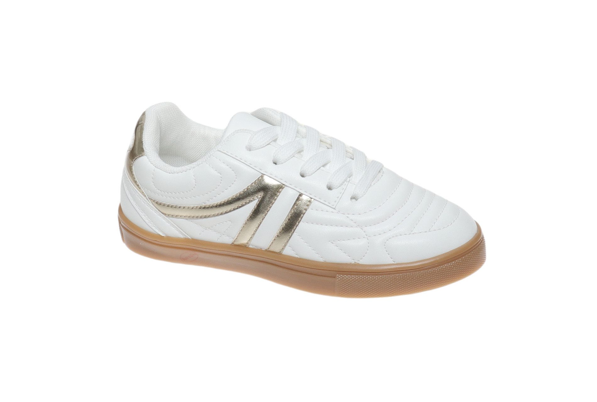 Outwoods Kids Fast-57 Lace Up Fashion Sneakers, Gold Combo