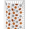 Sweet Jojo Designs Boy Fitted Crib Sheets Set Watercolor Sports Theme Blue Brown and Orange 2pc - 2 of 4