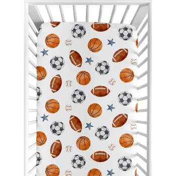 Sweet Jojo Designs Boy Baby Fitted Crib Sheet Watercolor Sports Theme Multicolor