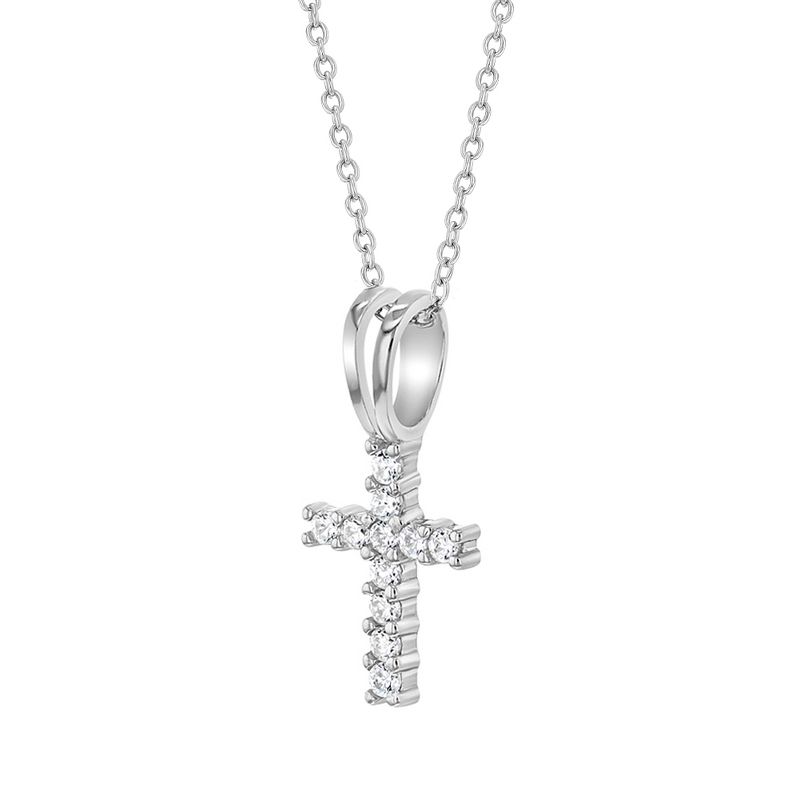 Girls' CZ Cross Sterling Silver Necklace - In Season Jewelry, 2 of 5