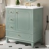 JUJABU 30" Freestanding Bathroom Vanity with Ceramic Basin, Soft-Close Door, 3 Drawers & Storage Shelves - 3 of 4