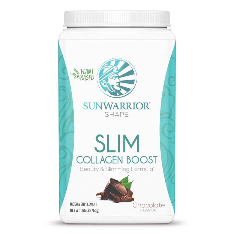 SLIM Collagen Boost Protein Powder, Beauty & Slimming Formula, Plant-Based Protein, Chocolate Flavor, Sunwarrior, 750gm, 1 of 5