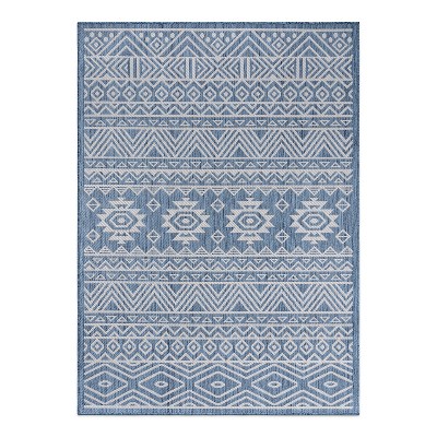 World Rug Gallery Distressed Geometric Bohemian Textured Flat Weave Indoor/Outdoor Area Rug