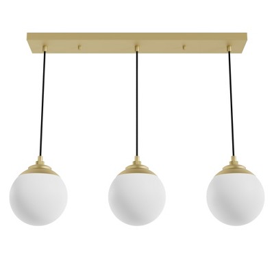 3-Light Hepburn Cased White Glass Linear Pendant Cluster Ceiling Light - Hunter Fan