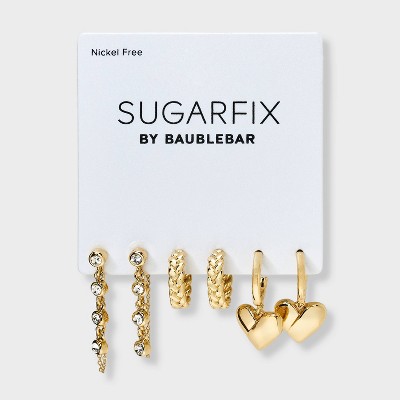 SUGARFIX by BaubleBar Braided Heart Statement Earring Set 3pc - Gold - image 2