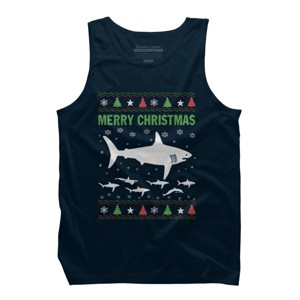 Men's Design By Humans Shark Christmas By sophialada Tank Top - 1 of 3