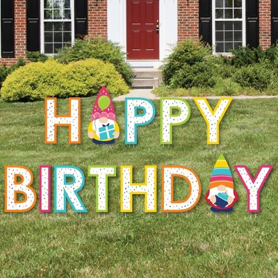 Big Dot of Happiness Gnome Birthday - Yard Sign Outdoor Lawn Decorations - Happy Birthday Party Yard Signs - Happy Birthday