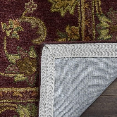 Elegant Wine & Gold Hand-Tufted Wool Hearth Rug, 2' x 4'