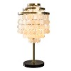 ALOADECOR 3-Light 28'' Modern Coastal Aged Brass Natural Capiz Shell Tiered Table Lamp With Black Marble Base Glam For Girls Room Living Room Bedroom - 3 of 4