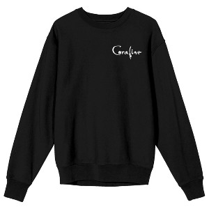 Coraline Some Things Are Not As They Seem Crew Neck Long Sleeve Black Adult Sweatshirt - 1 of 4
