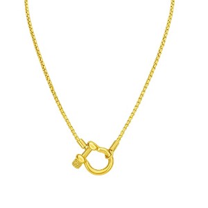 Lucky Lock Carabiner Necklace – Two-Tone Mixed Metal Horseshoe Pendant Chain - 1 of 4