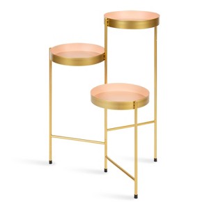 Kate and Laurel Finn Plant Stand, Pink and Gold - 1 of 4