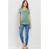 Hello Miz Women's Ribbed Short Sleeve Sweetheart Neck Maternity Top - 4 of 4