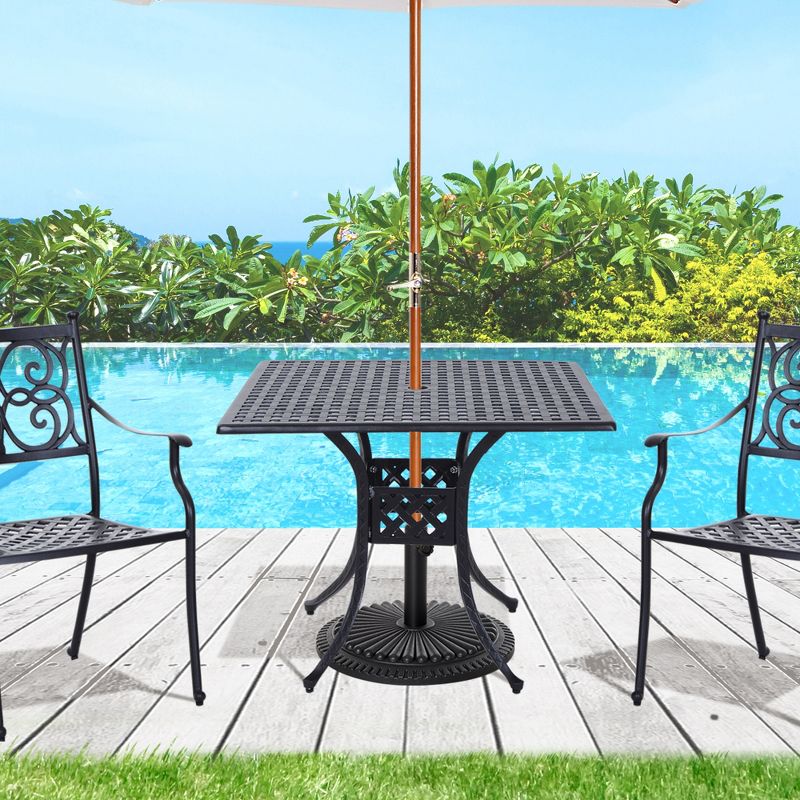 Outsunny 36" x 36" Square Patio Table with Umbrella Hole, Aluminum Outdoor Dining Table, Outdoor Bistro Table for Garden, Backyard, Porch, Black, 3 of 9