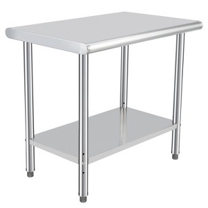 COZONY NSF Stainless Steel Table with Backsplash, Heavy Duty Commercial Kitchen Prep Table with Adjustable Under Shel - 1 of 4