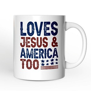 Loves Jesus and America Too Mug, Patriotic Gift for Proud Americans| OrnamentallyYou - 1 of 4