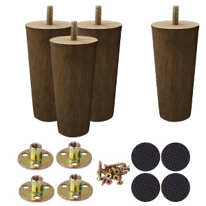 Unique Bargains Wood Furniture Sofa Dresser Legs Round Mid-Century Modern Replacement Feet Set of 4 - 1 of 4
