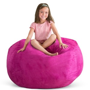 Creative QT Stuff 'n Sit Large 33'' Bean Bag Storage Cover for Stuffed Animals & Toys - Hot Pink Corduroy - Toddler & Kids - 1 of 4