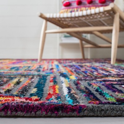 Handmade Multicolor Wool and Cotton 6' x 9' Rectangular Area Rug