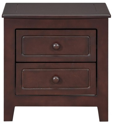 NicBex Classic Wood Nightstand End Table with 2 Drawers for Bedroom and Living Room