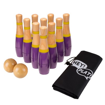 Toy Time 10-Pin Lawn Bowling Game - Purple and Yellow