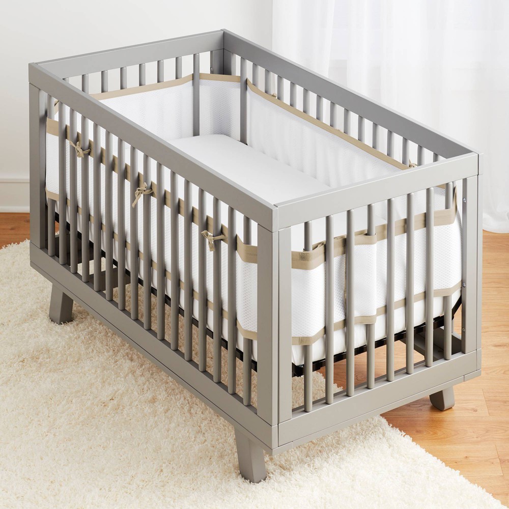 BreathableBaby Breathable Mesh Crib Liner - Deluxe Linen Collection - Natural Linen